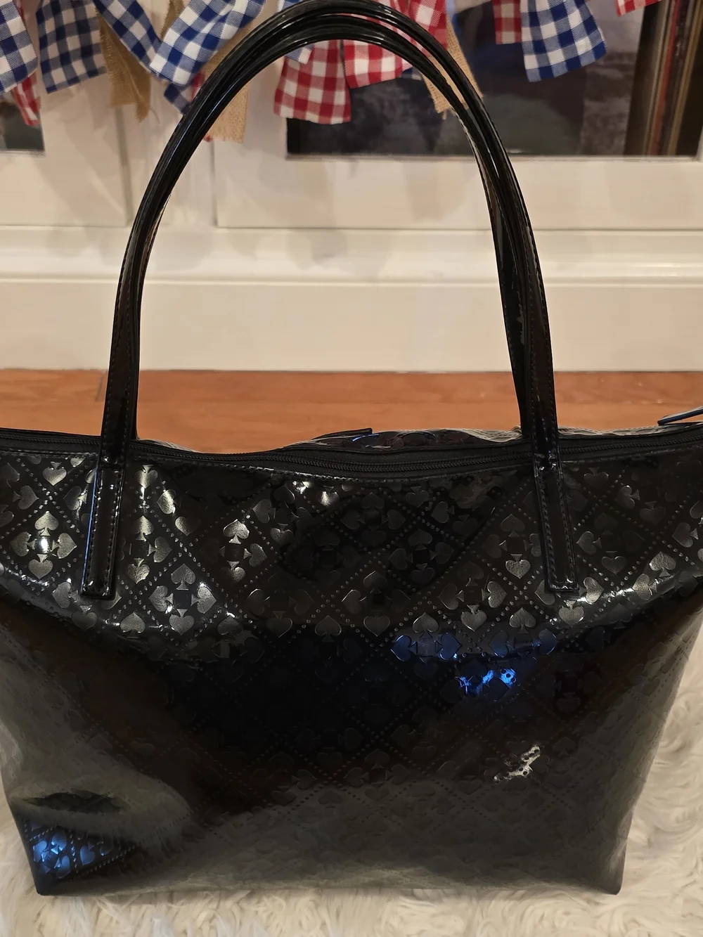 kate spade Black Patent-Embossed Tote